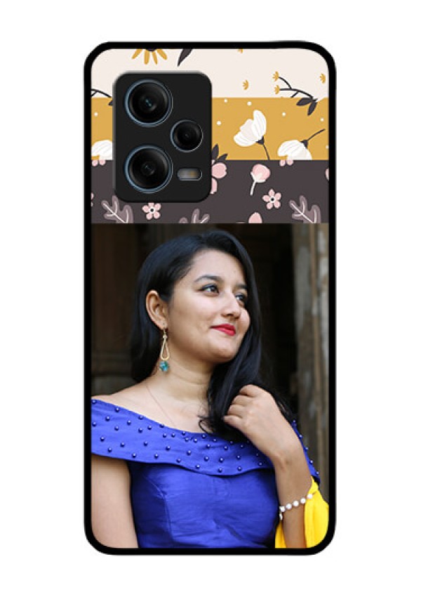 Xiaomi Redmi Note 12 Pro 5G Custom Glass Phone Case - Stylish Floral Design