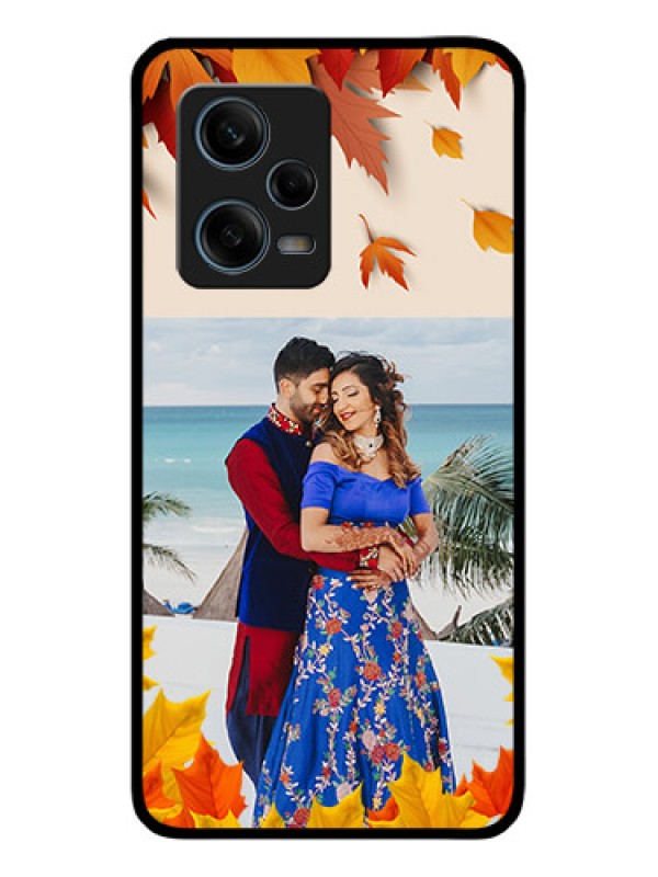 Custom Xiaomi Redmi Note 12 Pro 5G Photo Printing on Glass Case - Autumn Maple Leaves Design