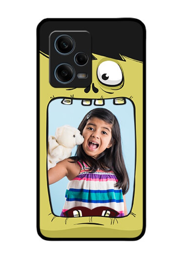 Xiaomi Redmi Note 12 Pro 5G Personalized Glass Phone Case - Cartoon monster back case Design