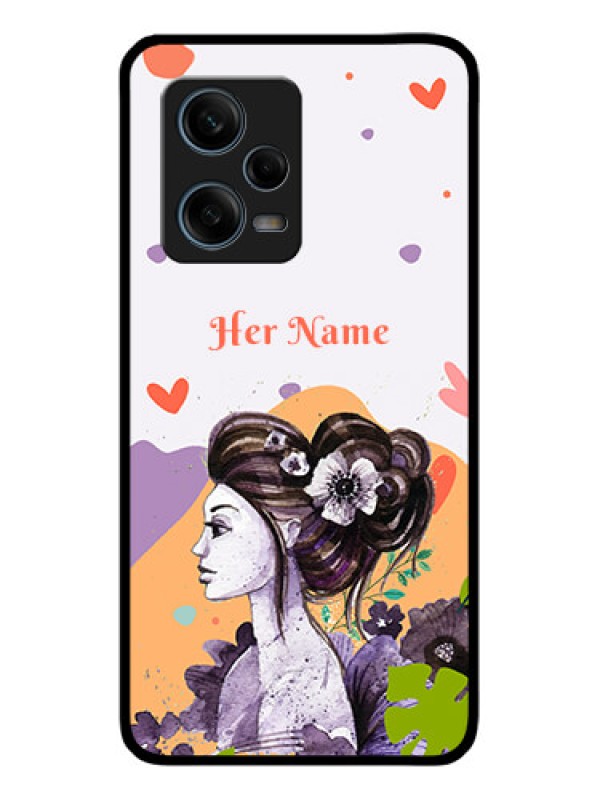 Custom Xiaomi Redmi Note 12 Pro 5G Personalized Glass Phone Case - Woman And Nature Design