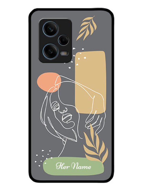 Custom Xiaomi Redmi Note 12 Pro 5G Custom Glass Phone Case - Gazing Woman line art Design
