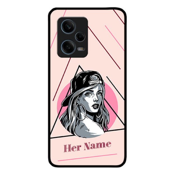 Xiaomi Redmi Note 12 Pro 5G Personalized Glass Phone Case - Rockstar Girl Design