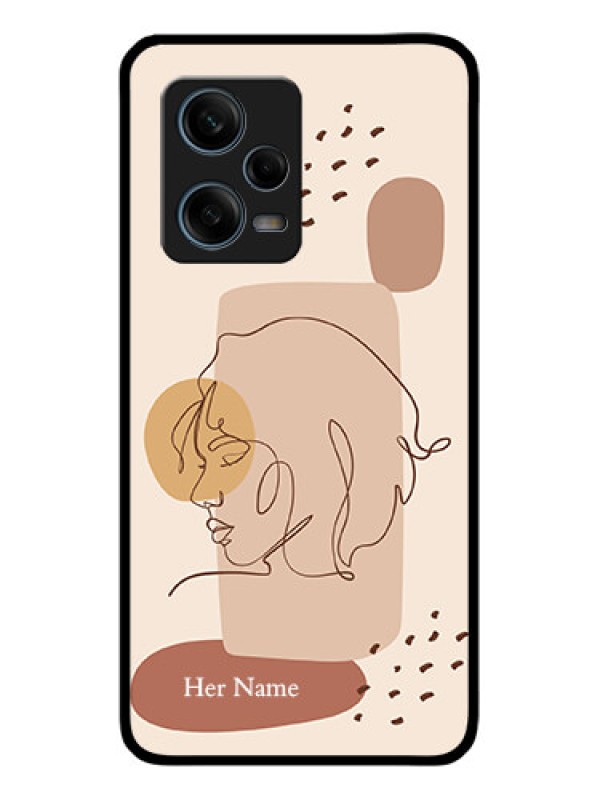 Custom Xiaomi Redmi Note 12 Pro 5G Photo Printing on Glass Case - Calm Woman line art Design