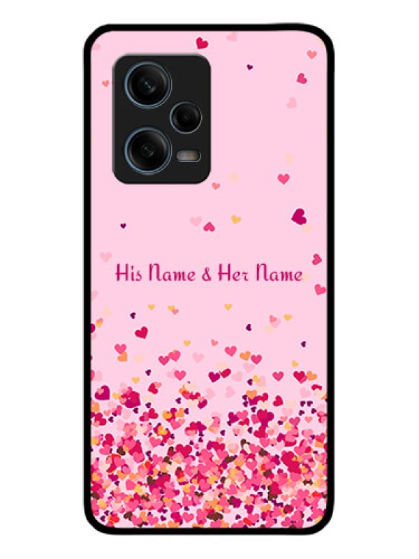 Custom Xiaomi Redmi Note 12 Pro 5G Photo Printing on Glass Case - Floating Hearts Design