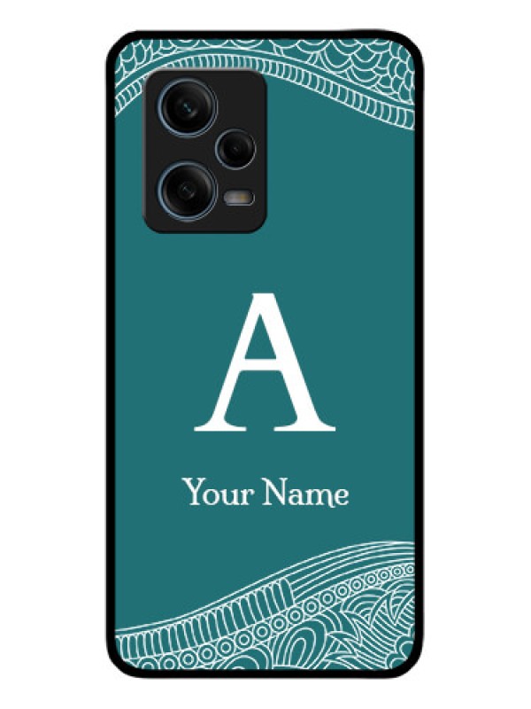 Custom Xiaomi Redmi Note 12 Pro 5G Personalized Glass Phone Case - line art pattern with custom name Design
