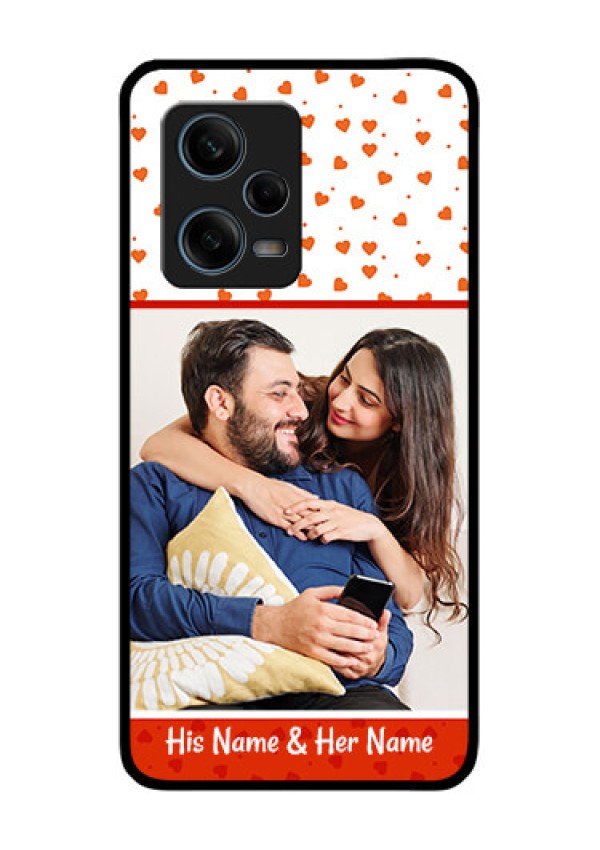 Xiaomi Redmi Note 12 Pro Plus 5G Custom Glass Phone Case - Orange Love Symbol Design