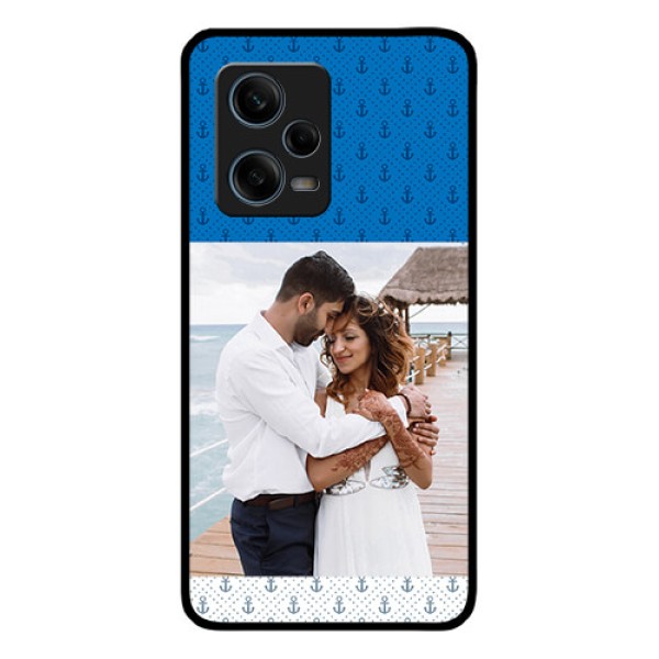 Xiaomi Redmi Note 12 Pro Plus 5G Photo Printing on Glass Case - Blue Anchors Design
