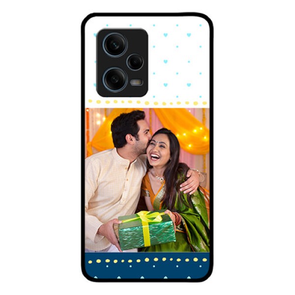 Xiaomi Redmi Note 12 Pro Plus 5G Personalized Glass Phone Case - White and Blue Abstract Design Xiaomi Redmi Note 12 Pro Plus 5G Personalized Glass Phone Case - White and Blue Abstract Design