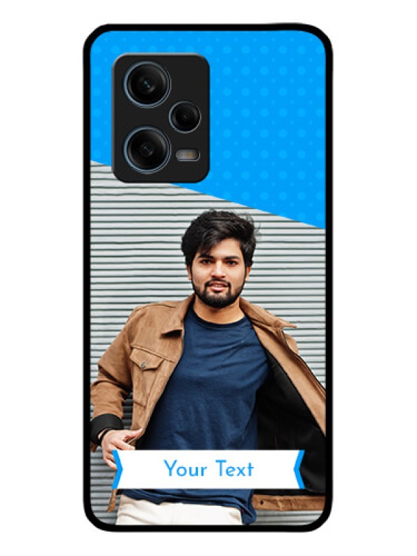 Custom Xiaomi Redmi Note 12 Pro Plus 5G Photo Printing on Glass Case - Simple Blue Color Design
