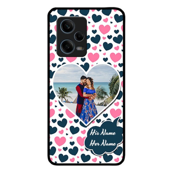 Xiaomi Redmi Note 12 Pro Plus 5G Custom Glass Phone Case - Pink & Blue Heart Design Xiaomi Redmi Note 12 Pro Plus 5G Custom Glass Phone Case - Pink & Blue Heart Design