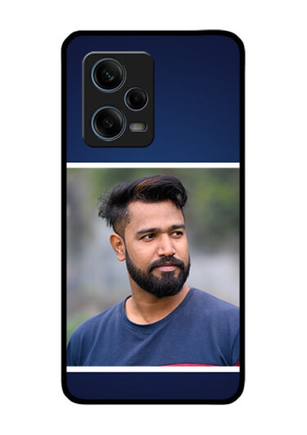 Xiaomi Redmi Note 12 Pro Plus 5G Personalized Glass Phone Case - Simple Royal Blue Design