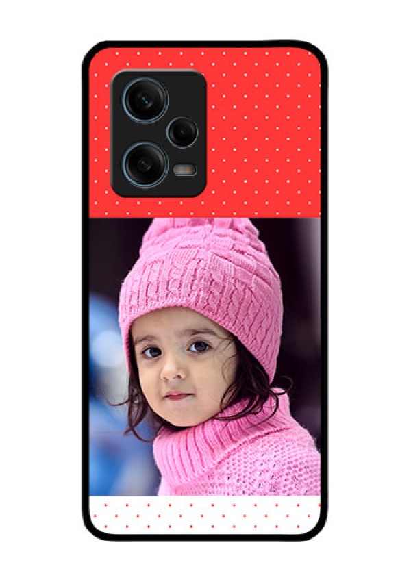 Xiaomi Redmi Note 12 Pro Plus 5G Photo Printing on Glass Case - Red Pattern Design
