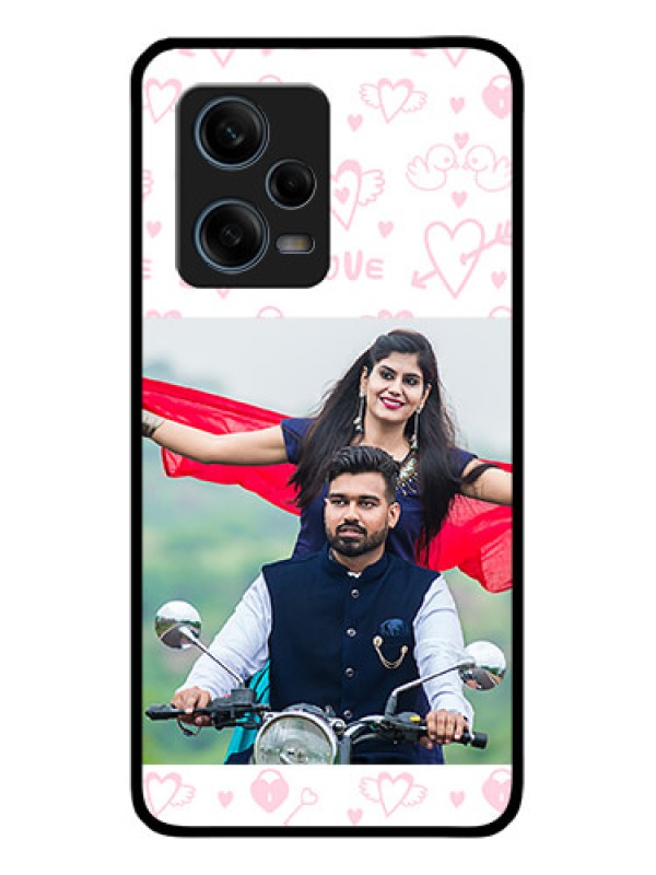 Custom Xiaomi Redmi Note 12 Pro Plus 5G Custom Glass Mobile Case - Pink Flying Heart Design