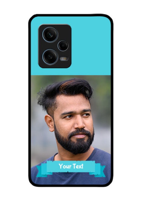 Xiaomi Redmi Note 12 Pro Plus 5G Personalized Glass Phone Case - Simple Blue Color Design
