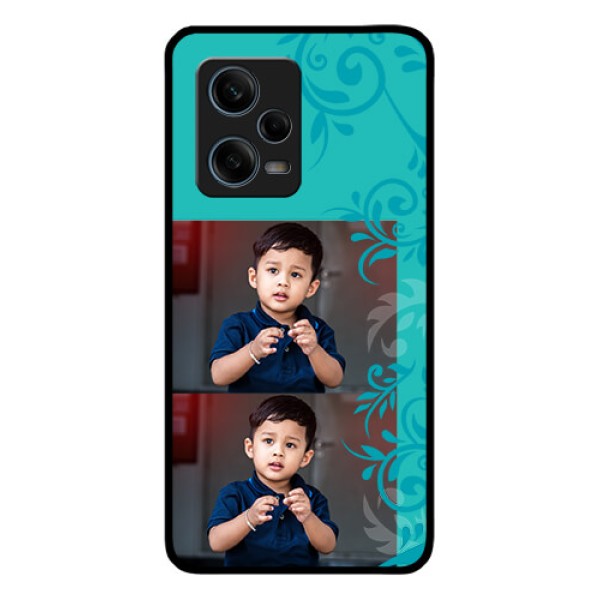 Xiaomi Redmi Note 12 Pro Plus 5G Personalized Glass Phone Case - with Photo and Green Floral Design Xiaomi Redmi Note 12 Pro Plus 5G Personalized Glass Phone Case - with Photo and Green Floral Design