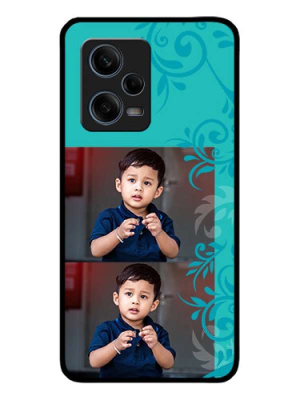 Custom Xiaomi Redmi Note 12 Pro Plus 5G Personalized Glass Phone Case - with Photo and Green Floral Design