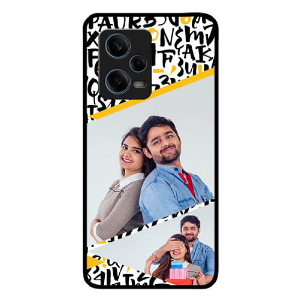 Xiaomi Redmi Note 12 Pro Plus 5G Custom Glass Mobile Case - Letters Pattern Design
