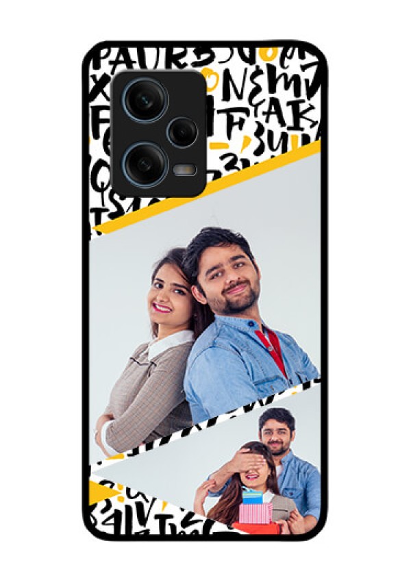Xiaomi Redmi Note 12 Pro Plus 5G Custom Glass Mobile Case - Letters Pattern Design
