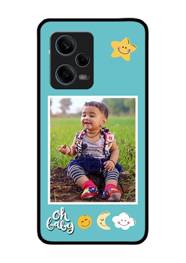 Xiaomi Redmi Note 12 Pro Plus 5G Personalized Glass Phone Case - Smiley Kids Stars Design