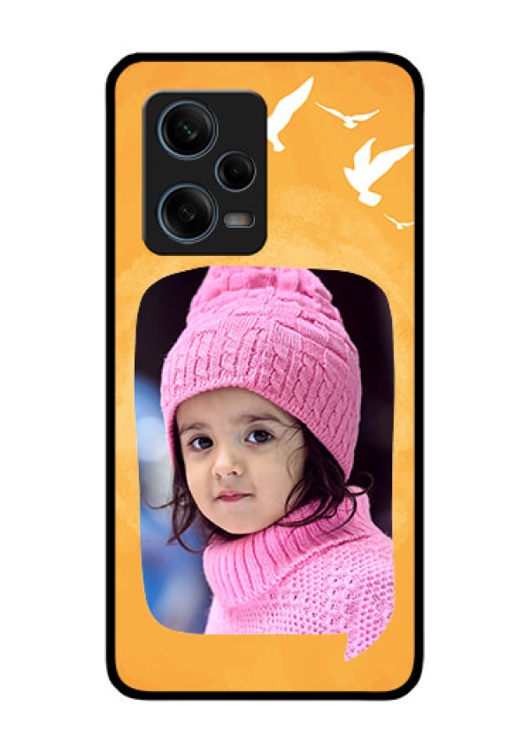 Xiaomi Redmi Note 12 Pro Plus 5G Personalized Glass Phone Case - Water Color Design with Bird Icons