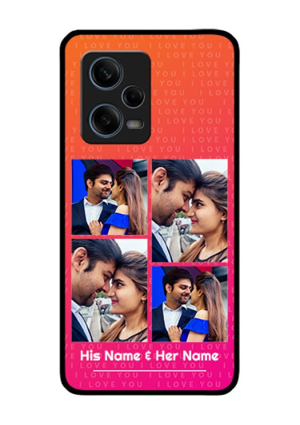 Xiaomi Redmi Note 12 Pro Plus 5G Custom Glass Phone Case - I Love You Pink Design