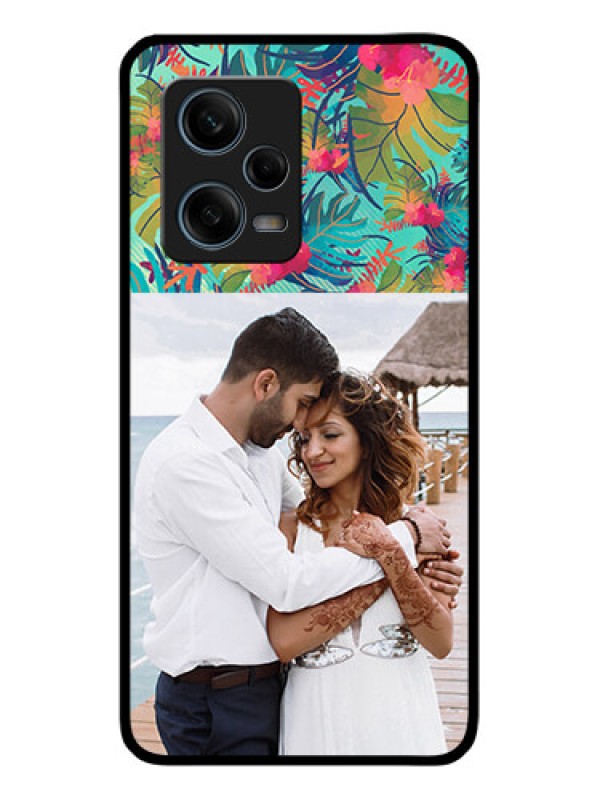Custom Xiaomi Redmi Note 12 Pro Plus 5G Photo Printing on Glass Case - Watercolor Floral Design
