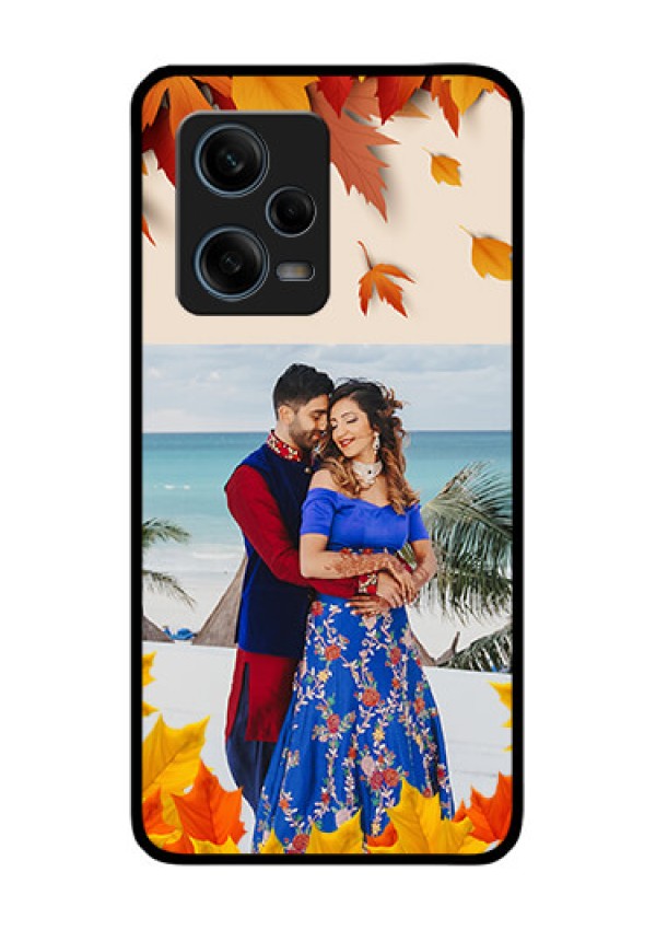 Xiaomi Redmi Note 12 Pro Plus 5G Photo Printing on Glass Case - Autumn Maple Leaves Design
