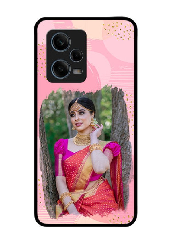 Xiaomi Redmi Note 12 Pro Plus 5G Personalized Glass Phone Case - Gold Glitter Splash Design