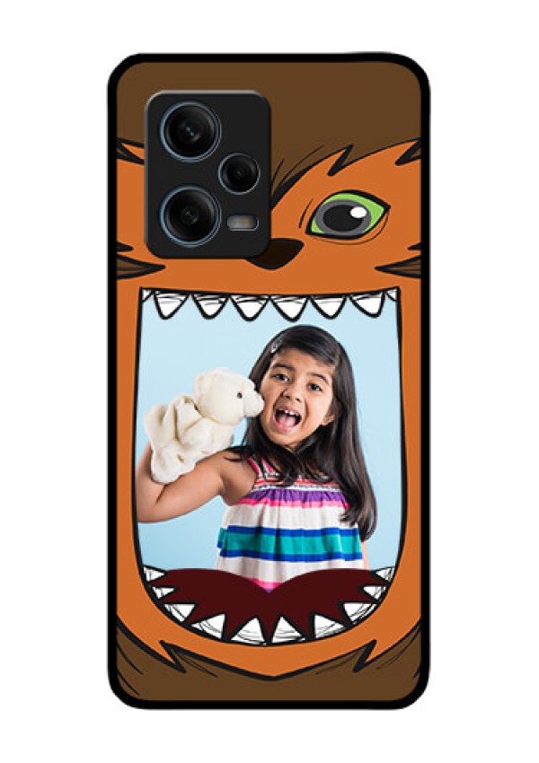 Xiaomi Redmi Note 12 Pro Plus 5G Photo Printing on Glass Case - Owl Monster Back Case Design