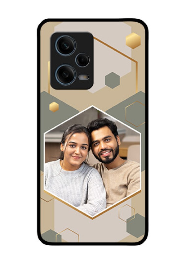 Xiaomi Redmi Note 12 Pro Plus 5G Photo Printing on Glass Case - Stylish Hexagon Pattern Design