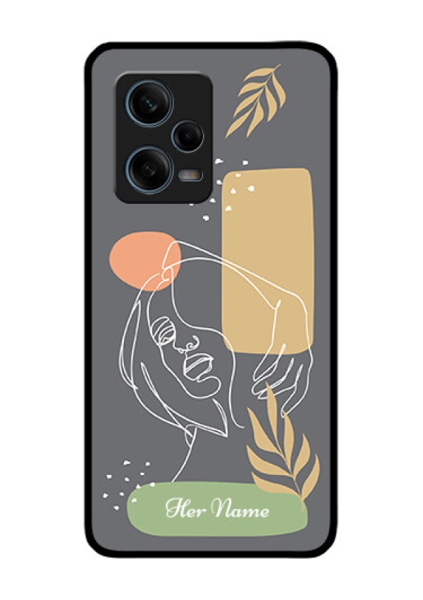 Xiaomi Redmi Note 12 Pro Plus 5G Custom Glass Phone Case - Gazing Woman line art Design