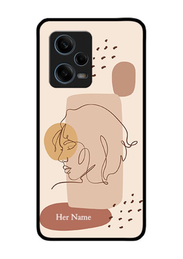 Xiaomi Redmi Note 12 Pro Plus 5G Photo Printing on Glass Case - Calm Woman line art Design