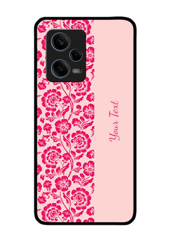 Xiaomi Redmi Note 12 Pro Plus 5G Custom Glass Phone Case - Attractive Floral Pattern Design