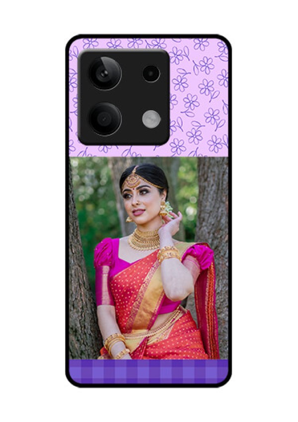 Xiaomi Redmi Note 13 5G Custom Glass Phone Case - Purple Floral Design