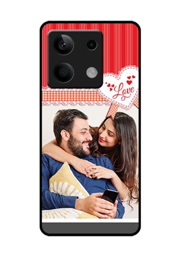 Xiaomi Redmi Note 13 5G Custom Glass Phone Case - Red Love Pattern Design