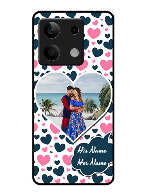 Custom Xiaomi Redmi Note 13 5G Custom Glass Phone Case - Pink & Blue Heart Design