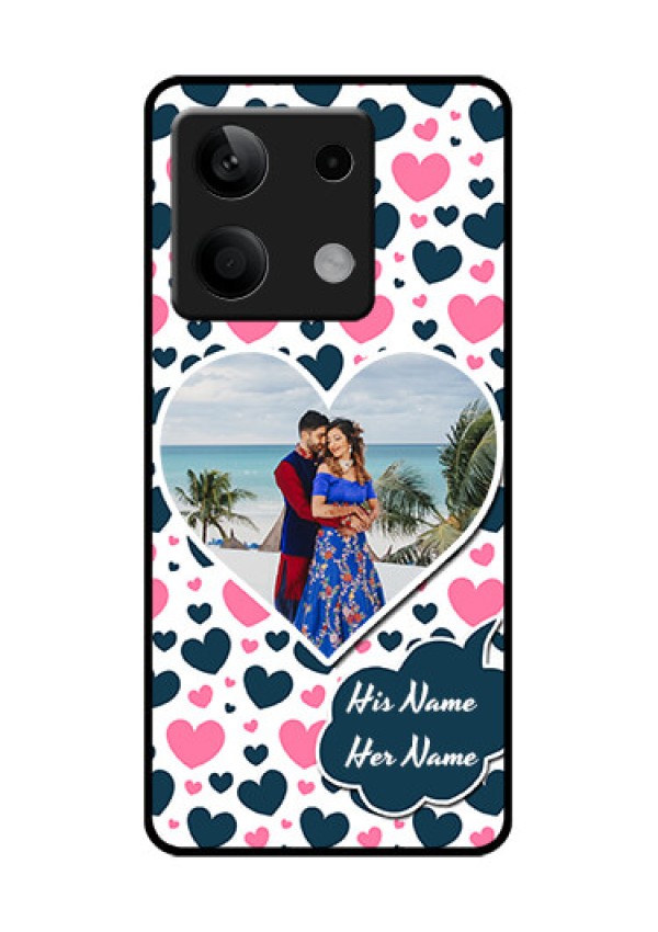 Xiaomi Redmi Note 13 5G Custom Glass Phone Case - Pink & Blue Heart Design