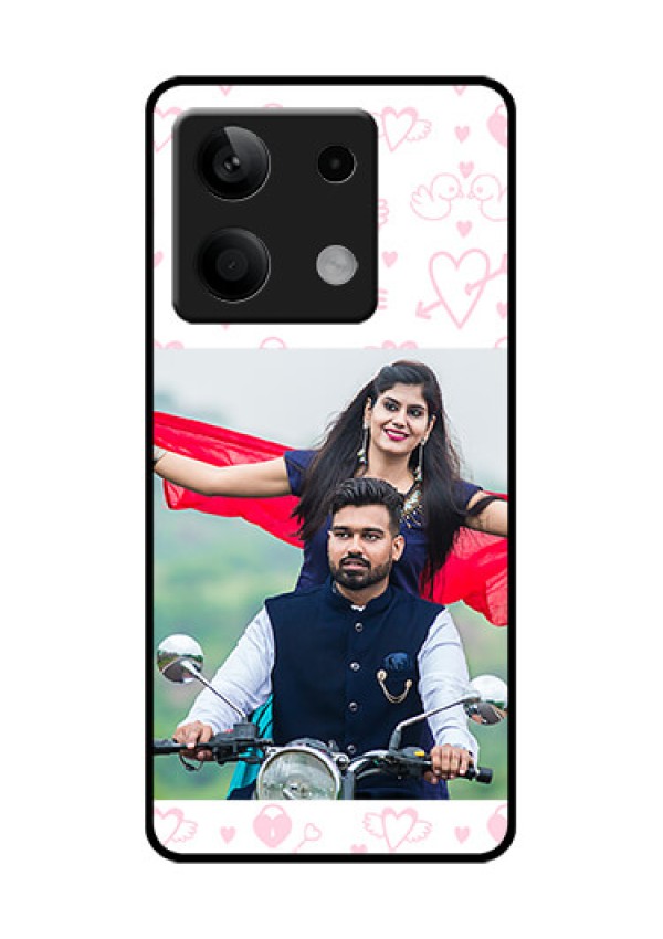Xiaomi Redmi Note 13 5G Custom Glass Phone Case - Pink Flying Heart Design