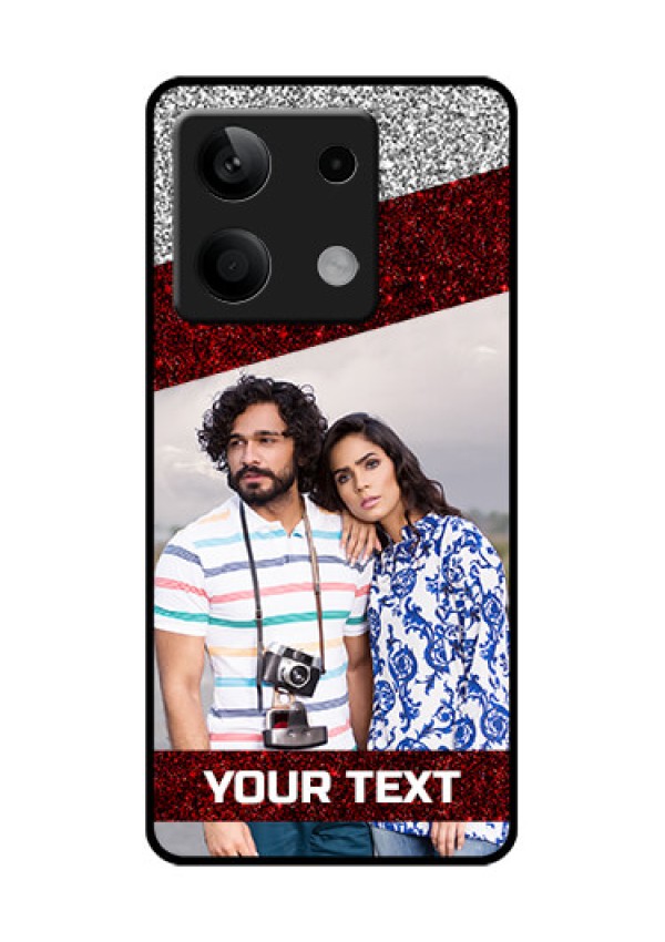 Xiaomi Redmi Note 13 5G Custom Glass Phone Case - Image Holder With Glitter Strip Design