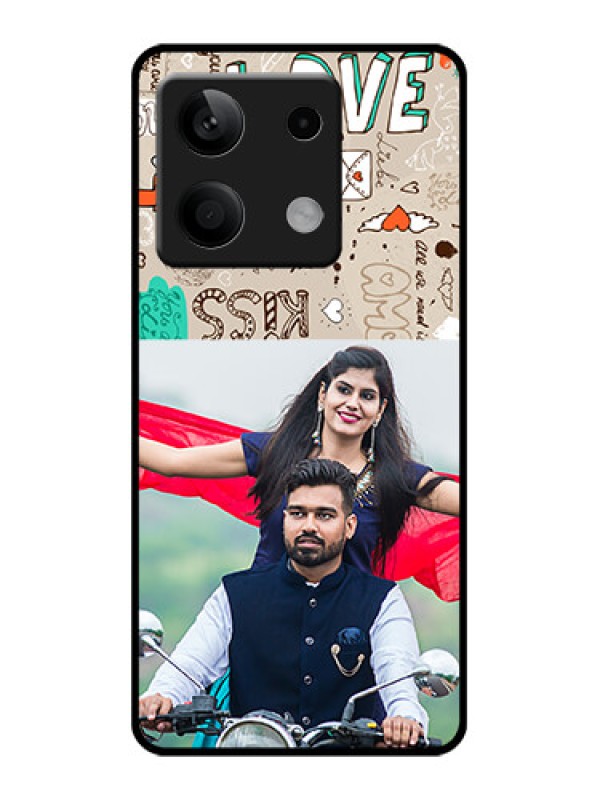 Custom Xiaomi Redmi Note 13 5G Custom Glass Phone Case - Love Doodle Pattern