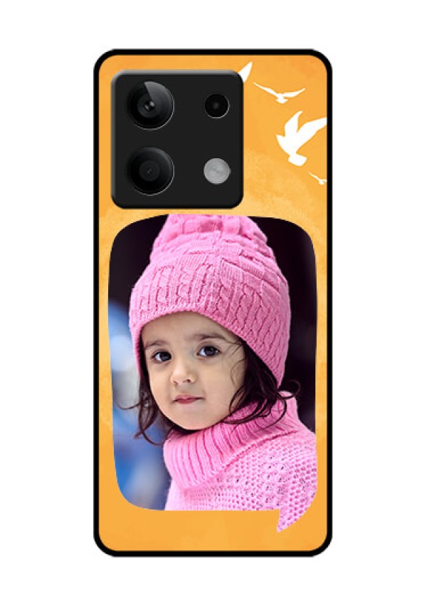 Xiaomi Redmi Note 13 5G Custom Glass Phone Case - Water Color Design With Bird Icons
