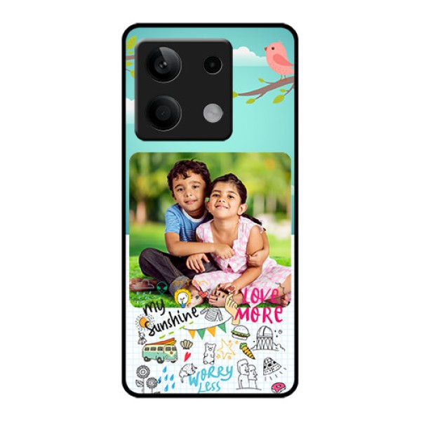 Xiaomi Redmi Note 13 5G Custom Glass Phone Case - Doodle Love Design