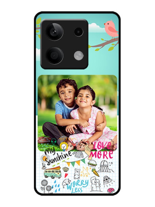 Custom Xiaomi Redmi Note 13 5G Custom Glass Phone Case - Doodle Love Design