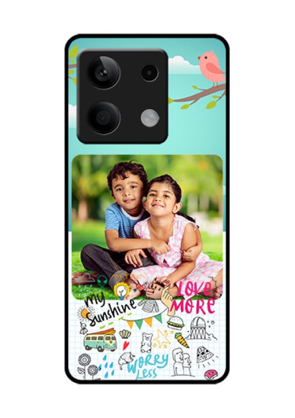 Xiaomi Redmi Note 13 5G Custom Glass Phone Case - Doodle Love Design