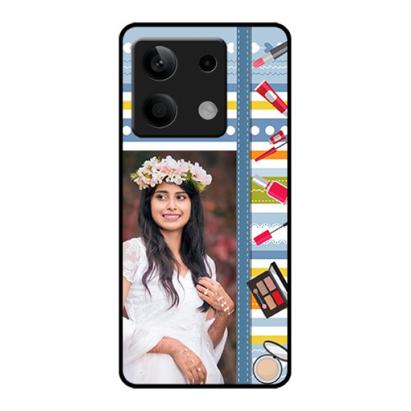 Xiaomi Redmi Note 13 5G Custom Glass Phone Case - Makeup Icons Design