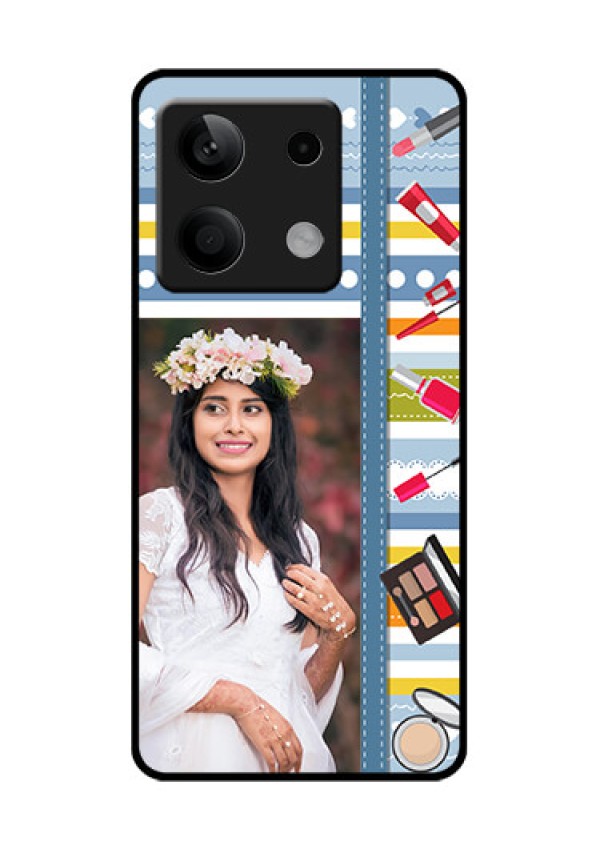 Xiaomi Redmi Note 13 5G Custom Glass Phone Case - Makeup Icons Design