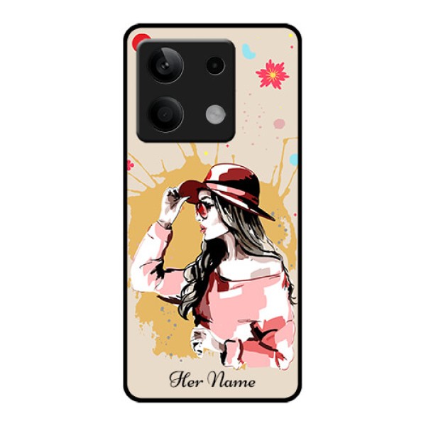 Xiaomi Redmi Note 13 5G Custom Glass Phone Case - Women With Pink Hat Design Xiaomi Redmi Note 13 5G Custom Glass Phone Case - Women With Pink Hat Design