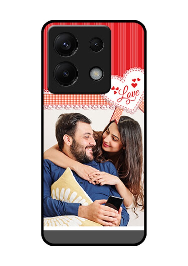 Xiaomi Redmi Note 13 Pro 5G Custom Glass Phone Case - Red Love Pattern Design