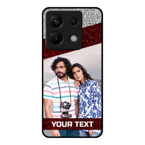 Xiaomi Redmi Note 13 Pro 5G Custom Glass Phone Case - Image Holder With Glitter Strip Design Xiaomi Redmi Note 13 Pro 5G Custom Glass Phone Case - Image Holder With Glitter Strip Design