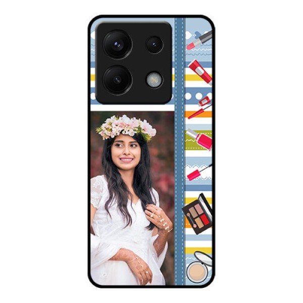 Xiaomi Redmi Note 13 Pro 5G Custom Glass Phone Case - Makeup Icons Design
